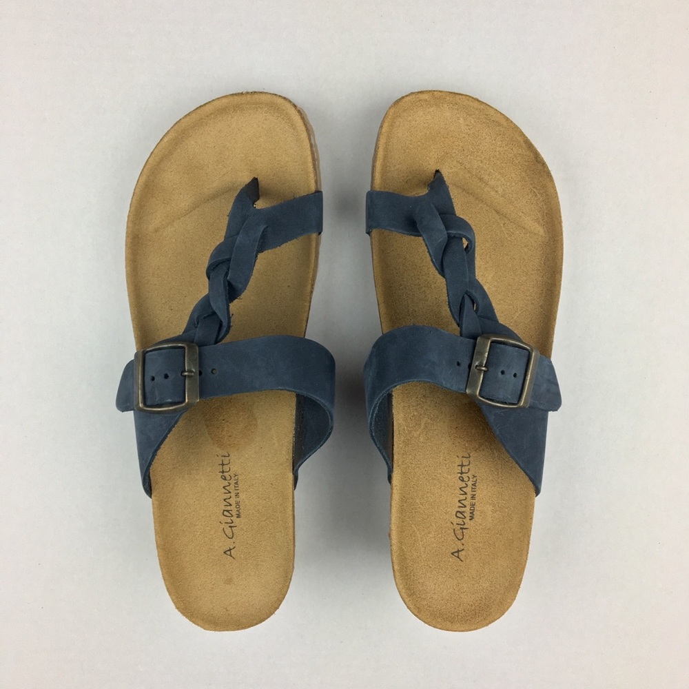 A. Giannetti Blue Braided Buckle Sandals Size 8.5